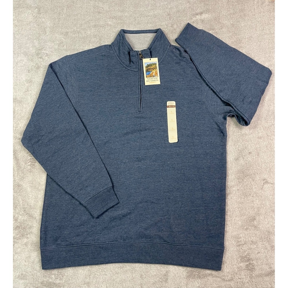 NWT North Hudson Outfitters Mens 1/4 Zip Pullover Fleece Sweater Heather Blue L